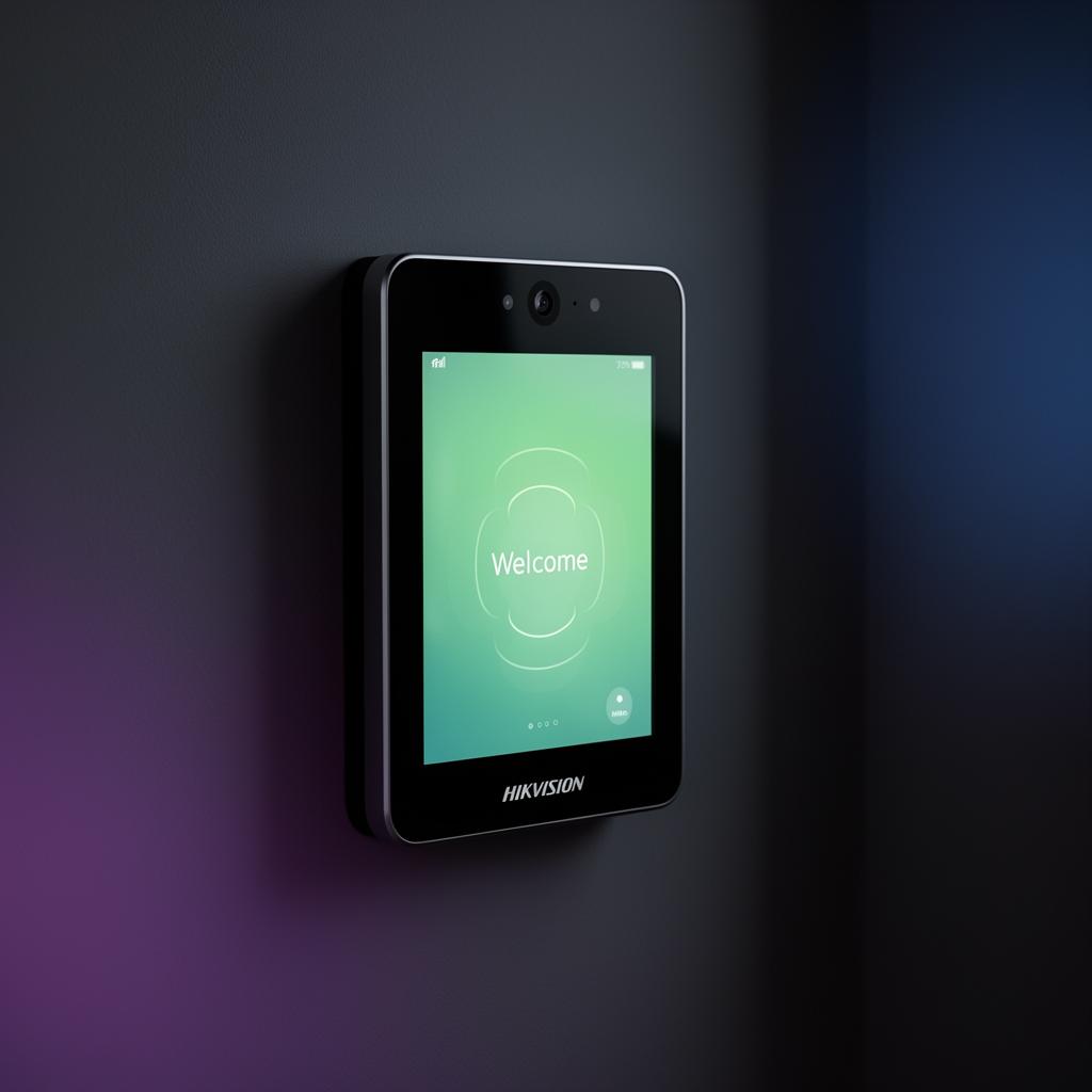 Hikvision MinMoe face-recognition terminal mounted at a training venue door